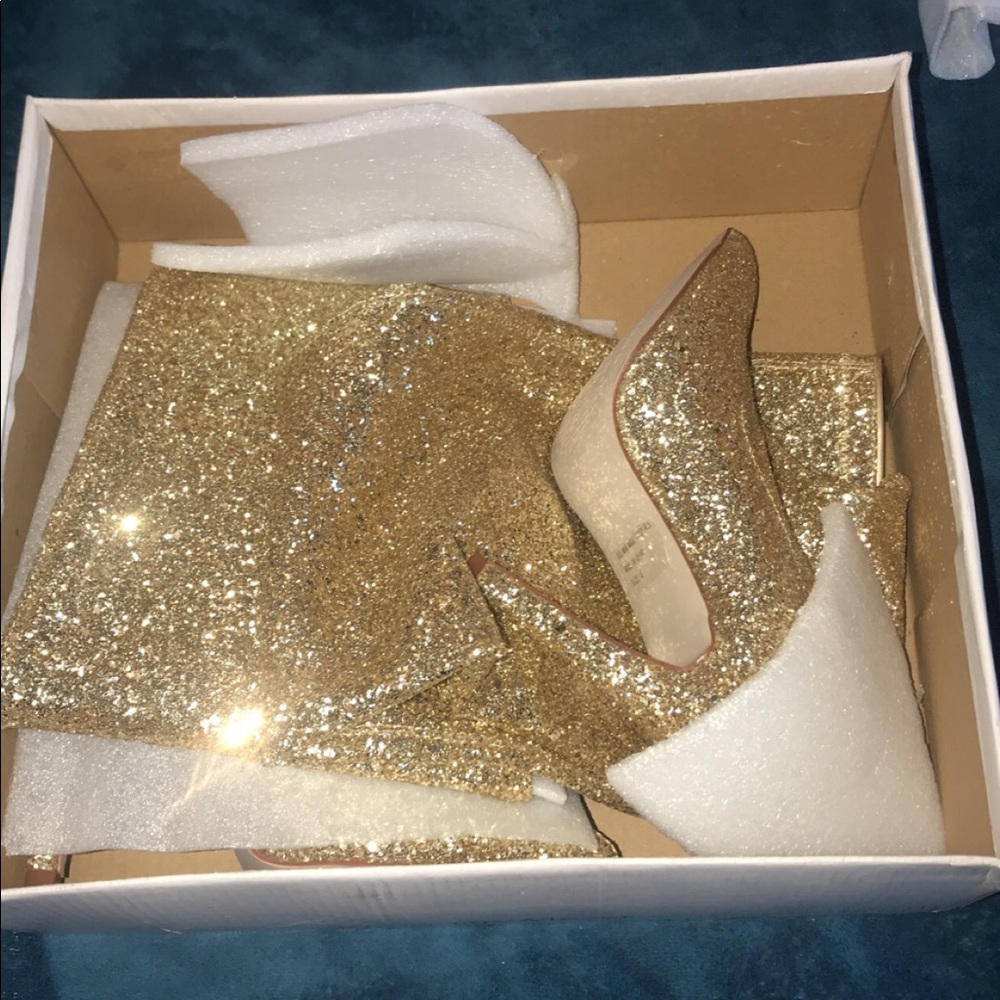 Knee high gold glitter boots(Never worn)